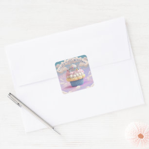 Sticker Carré Anniversaire du Cute Pastel Cupcake