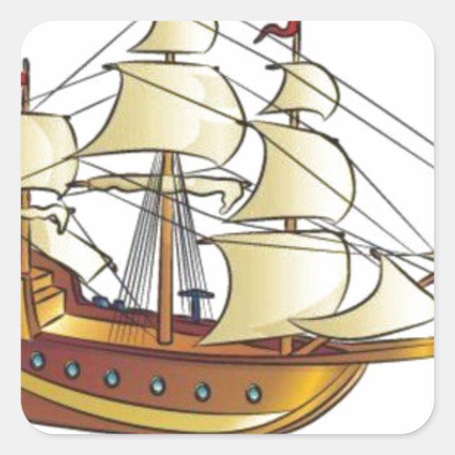 Sticker Carré Anniversaire du navire à voile Descendant Mayflowe (Devant)