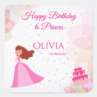 Sticker Carré Anniversaire d'une élégante princesse Disney