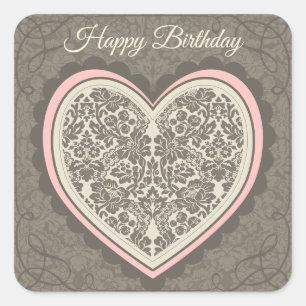 Sticker Carré Anniversaire Élégant orné de style Morris CC018
