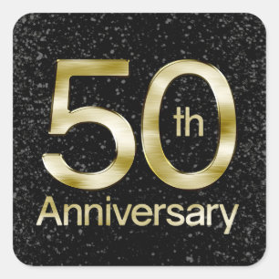 Sticker Carré Anniversaire fascinant d'or cinquantième