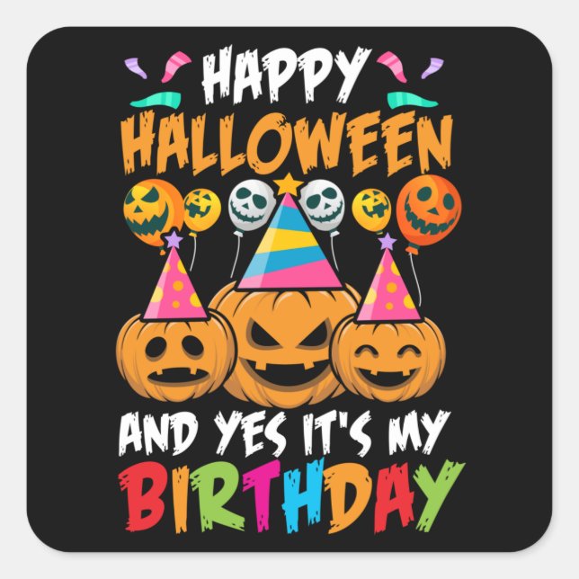 Sticker Carré Anniversaire Halloween (Devant)