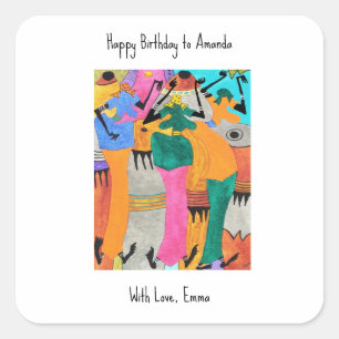 Sticker Carré Anniversaire Kenya African Art Joy Dance