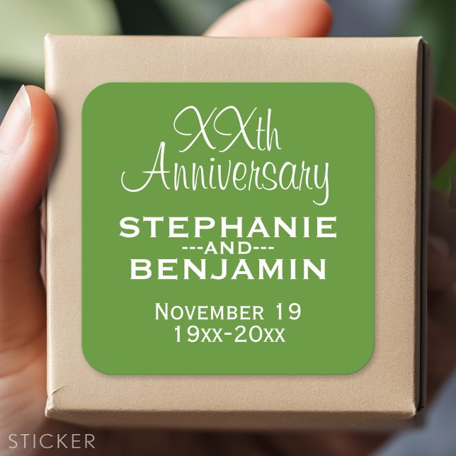 Sticker Carré Anniversaire mariage - Vert et Blanc (Custom Sticker)