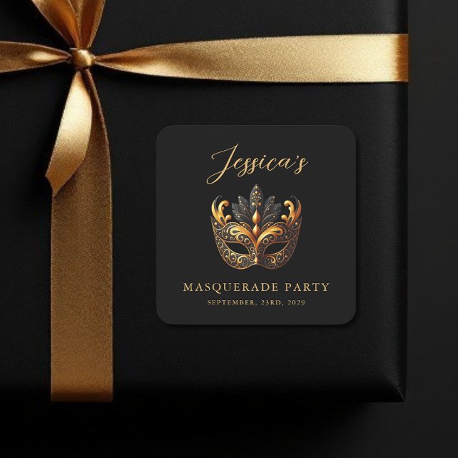 Sticker Carré Anniversaire Masquerade Black Gold (Créateur téléchargé)