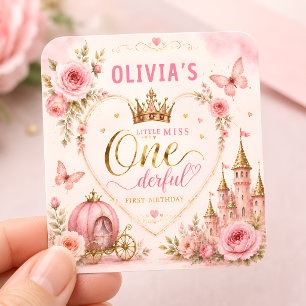 Sticker Carré Anniversaire merveilleux de la Princesse Rose