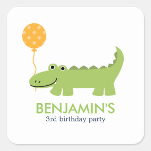 Sticker Carré Anniversaire mignon d'alligator
