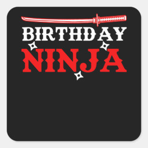 Sticker Carré Anniversaire Ninja Fighter Anniversaire Enfant