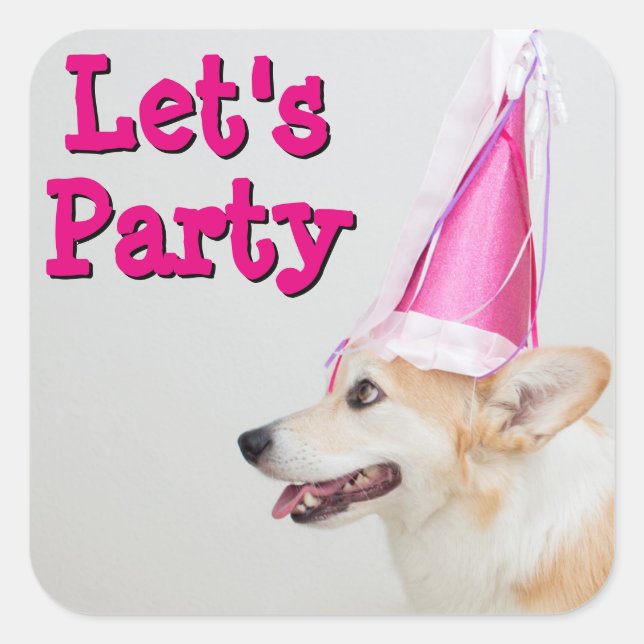 Sticker Carré Anniversaire Pembroke Welsh Corgi Chien (Devant)