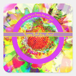 Sticker Carré Anniversaire personnalisé Abstrait Multicolor