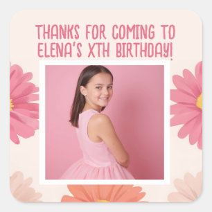 Sticker Carré Anniversaire Personnalisé Ajouter Nom Photo Âge Me
