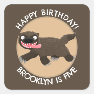 Sticker Carré Anniversaire personnalisé de loup affamé