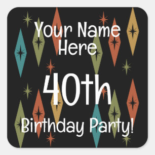 Sticker Carré Anniversaire personnalisé du Moyen-siècle