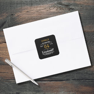 Sticker Carré Anniversaire Tout Âge Noir Or Légendaire Rétro