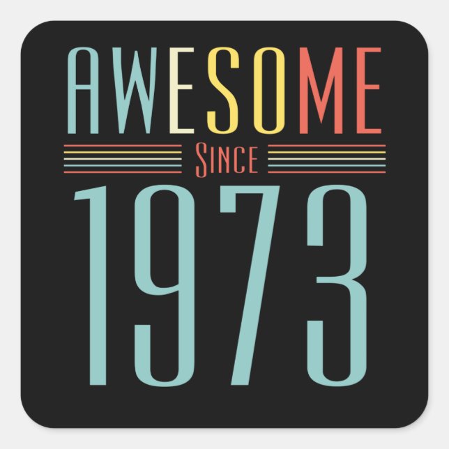 Sticker Carré Anniversaire Vintage 1973 (Devant)