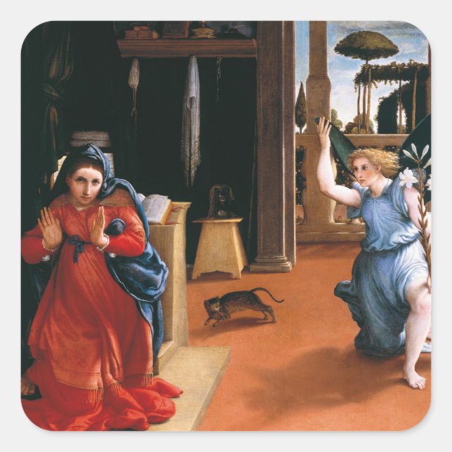 Sticker Carré ANNONCE RECANATI par Lorenzo Lotto (Devant)