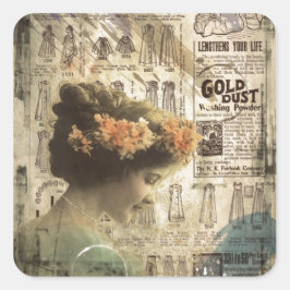 Sticker Carré Annonces mode femme Vintage d'art vintage