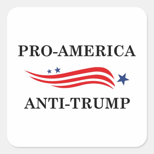 Sticker Carré Anti-Trump pro-américain (Devant)