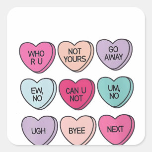 Sticker Carré Anti Valentine's Day Funny Single Awareness