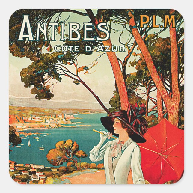 Sticker Carré Antibes Côte d'Azur (Devant)