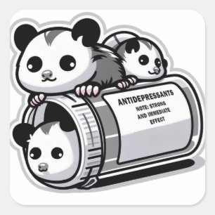 Sticker Carré Antidépresseurs Possum