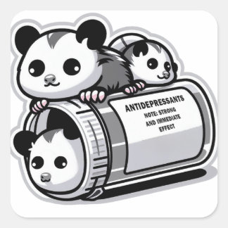 Sticker Carré Antidépresseurs Possum