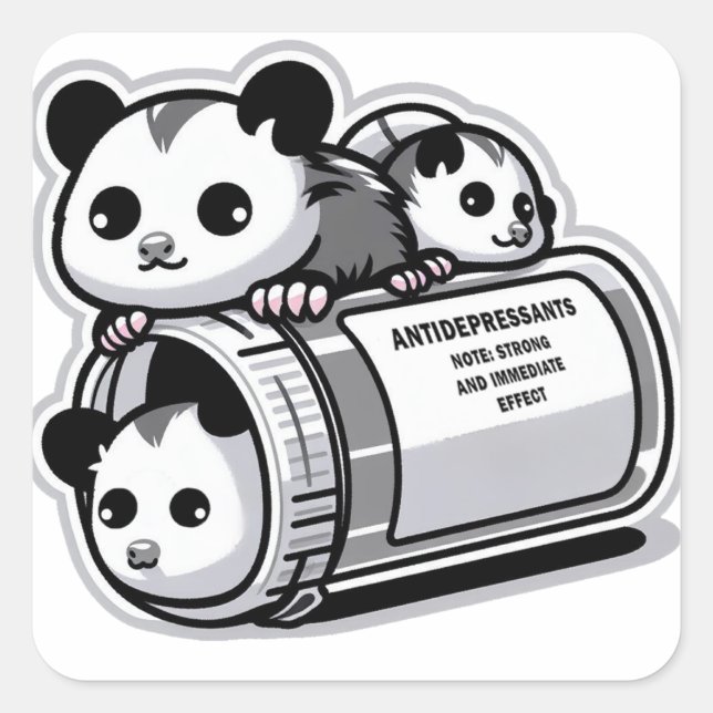 Sticker Carré Antidépresseurs Possum (Devant)