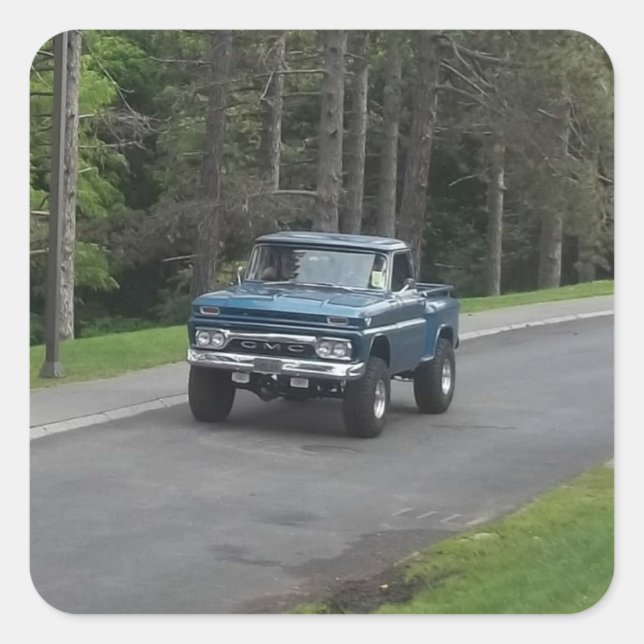Sticker Carré Antique classic bleu GMC Pickup (Devant)