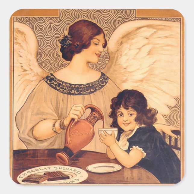 Sticker Carré Antique française au chocolat (Devant)