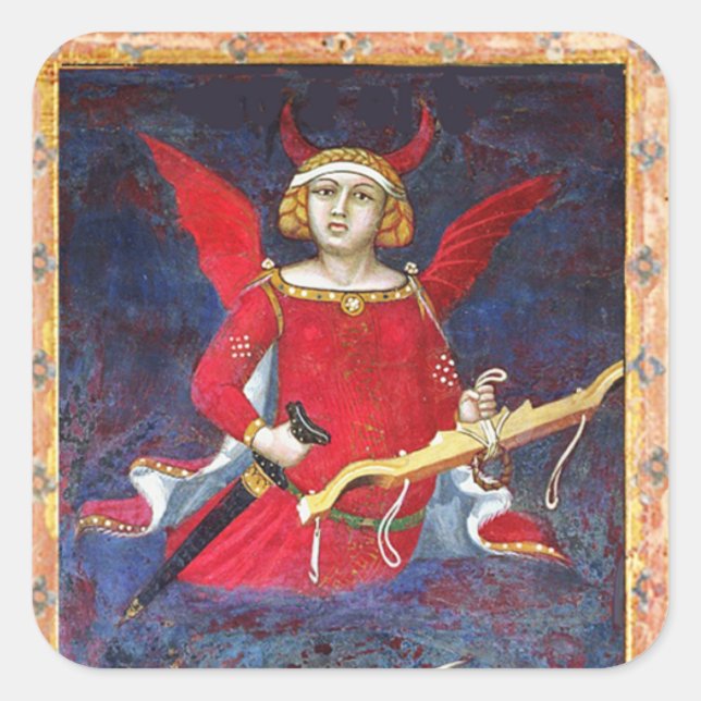 Sticker Carré ANTIQUE RENAISSANCE TAROT /THE DEVIL Pride Détails (Devant)