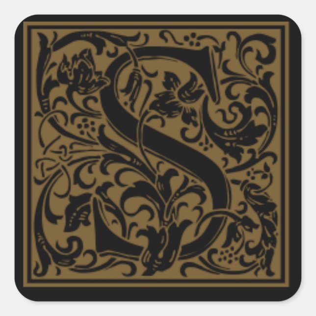 Sticker Carré Antique S Monogramme (Devant)