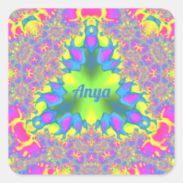 Sticker Carré ANYA ~ Nuances Jaune, Vert, Rose, Bleu