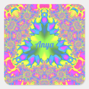 Sticker Carré ANYA ~ Nuances Jaune, Vert, Rose, Bleu