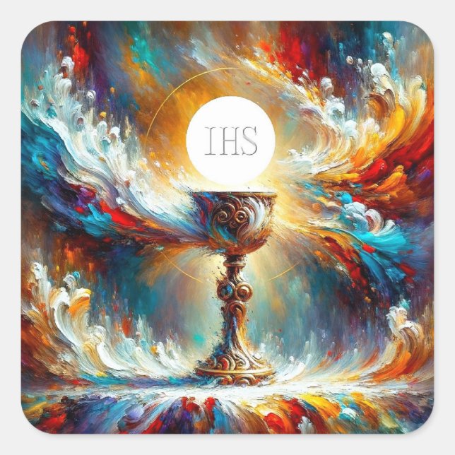 Sticker Carré AP Communion Host et Chalice Expressionist Effet (Devant)