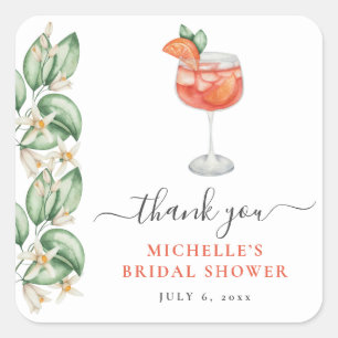 Sticker Carré Aperol Spritz Orange Fête de Mariage