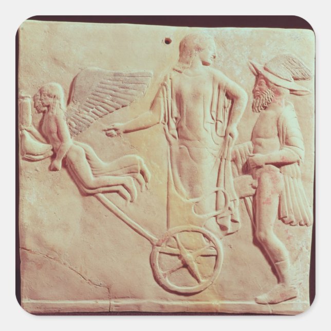 Sticker Carré Aphrodite et Hermes sur un char (Devant)