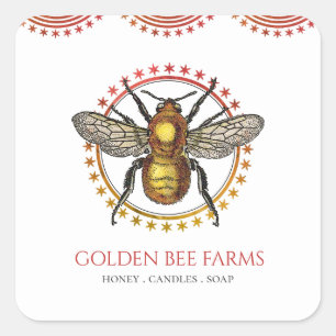 Sticker Carré Apiary D'Abeille Ou Produits De Miel De Ferme
