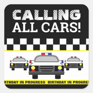 Sticker Carré Appelle toutes les voitures ! Parti d'anniversaire