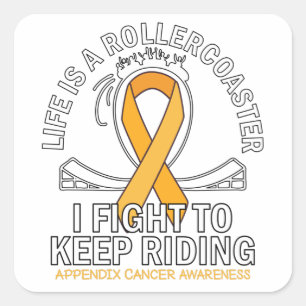 Sticker Carré Appendice ruban ambre de sensibilisation au cancer