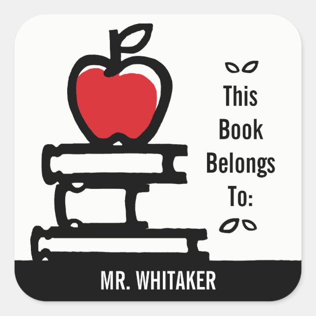 Sticker Carré Apple Book Plate Ajouter un nom (Devant)