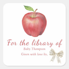 Sticker Carré Apple et bow - bibliothèque pour la bibliothèque d