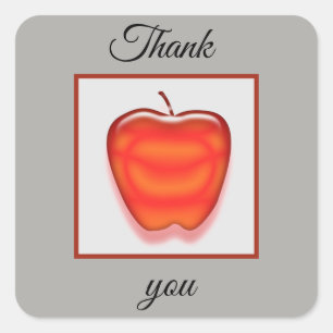 Sticker Carré Appréciation de l'enseignant brillant rouge pomme 