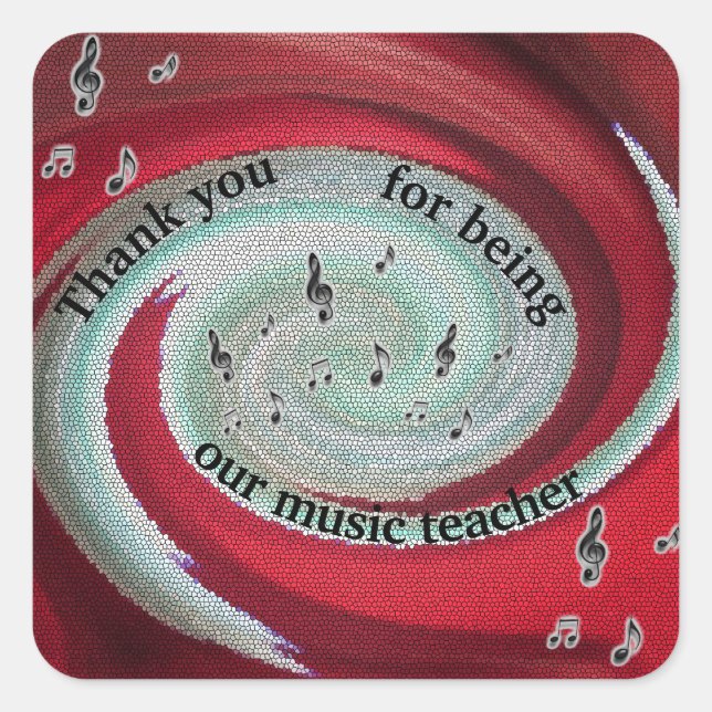 Sticker Carré Appréciation de l'enseignant de musique Merci bril (Devant)