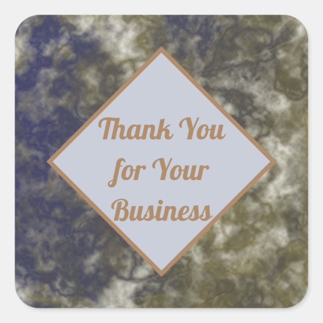 Sticker Carré Appréciation du client Merci Business Blue Gold (Devant)