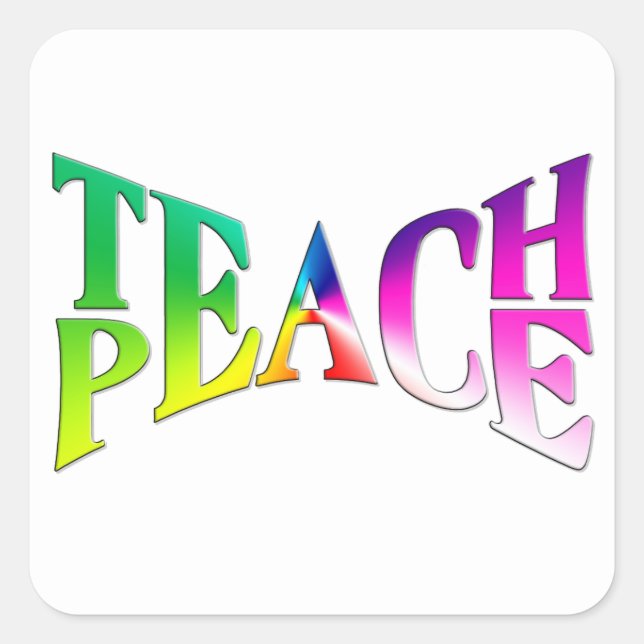 Sticker Carré APPRENDRE LA PAIX Rainbow Graphic Sur Blanc (Devant)