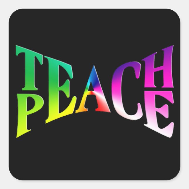 Sticker Carré APPRENDRE PAIX Rainbow Graphic sur noir (Devant)