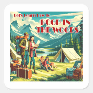 Sticker Carré Apprenons à piquer dans le camping des bois
