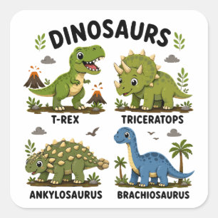 Sticker Carré Apprentissage des espèces de dinosaures pour les e