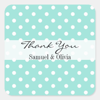 Sticker Carré Aqua Blue Carré Custom Polka Merci pointu