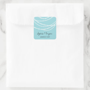 Sticker Carré Aqua Blue élégant brillant scintillant Mariage cla